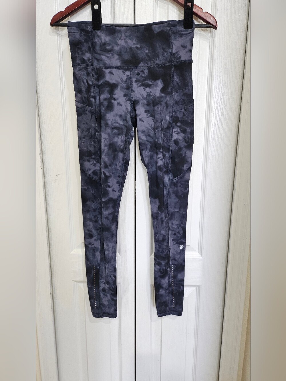 Lululemon Tie Dye High Rise Leggings Gray Black Pocket Athletic Yoga Pants. - Picture 2 of 7